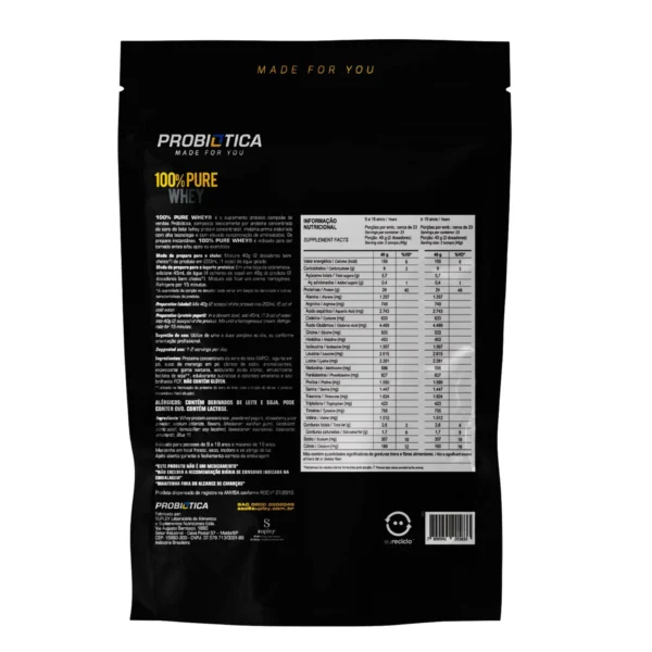100% PURE WHEY Iorgute c/ Morango 900g  Probiotica - Imagem 2