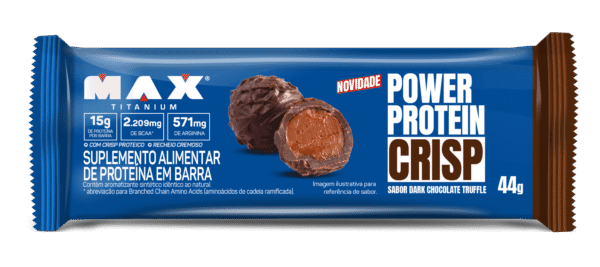 Barra Power Protein Crisp Dark Chocolate Truffle Max Titanium 12X44g Caixa - Imagem 2