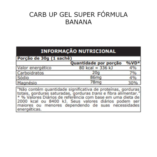 Carb Up Gel Banana Caixa C/10 Sachês com 30g Probiótica - Imagem 2