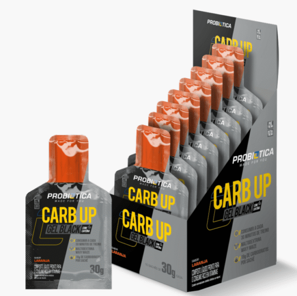 Carb Up Gel Black Laranja Caixa C/10 Sachês com 30g Probiótica