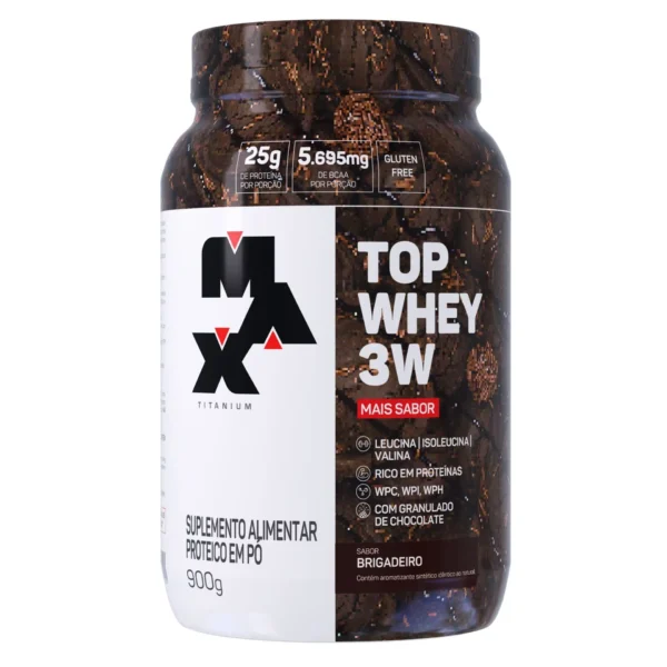 Top Whey 3W Mais Sabor Brigadeiro 900g Max Titanium