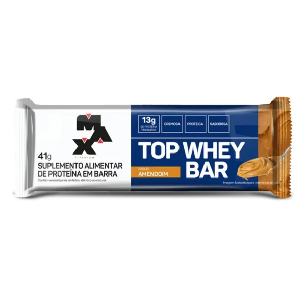 Caixa Top Whey Bar Sabor Amendoim Max Titanium C/12X41G - Imagem 2