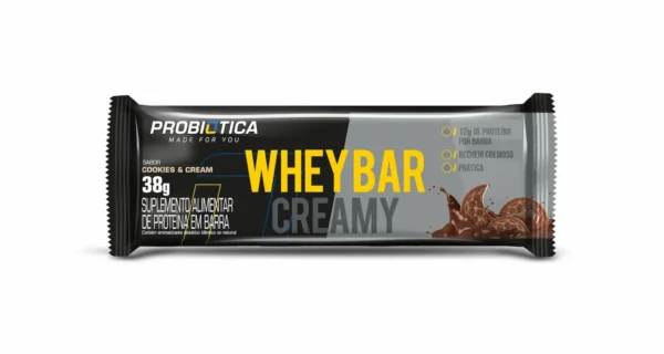Barra Whey Creamy Cookies & Cream Caixa C/12X38g Probiótica - Imagem 2