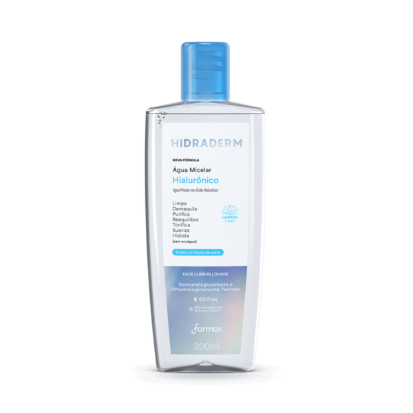 Água Micelar Hialurônico Hidraderm 200ml Farmax