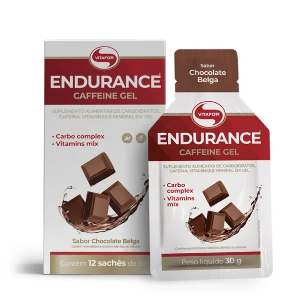 Endurance Caffeine gel Caixa C/12 sachês 30g Chocolate Belga Vitafor