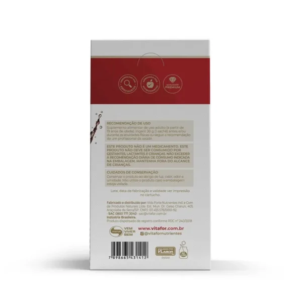 Endurance Caffeine gel Caixa C/12 sachês 30g Chocolate Belga Vitafor - Imagem 4