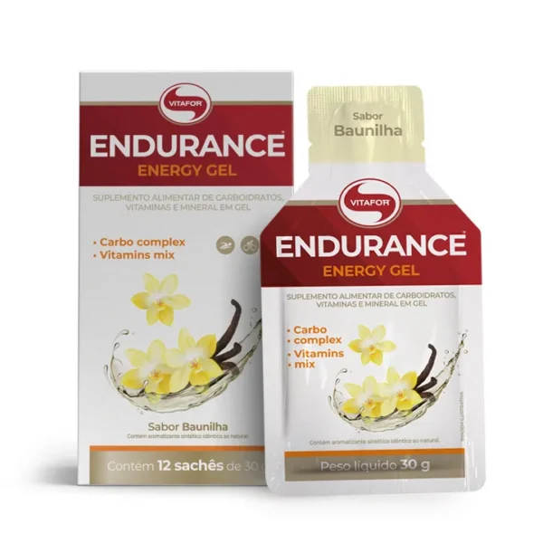 Endurance Energy gel Caixa C/12 sachês 30g Baunilha Vitafor