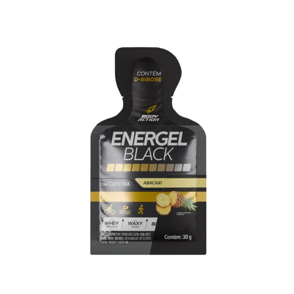 Energel Black Cafeína Abacaxi com Hortelã Caixa C/10 Sachês com 30g Bodyaction - Imagem 3