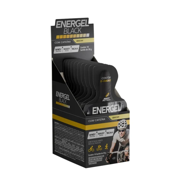 Energel Black Cafeína Abacaxi com Hortelã Caixa C/10 Sachês com 30g Bodyaction - Imagem 2