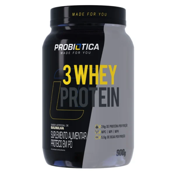 3 Whey Protein 900g Baunilha Probiótica