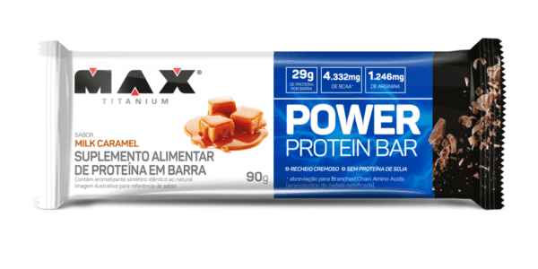 Barra Power Protein Milk Caramel Caixa C/8X90g Max Titanium - Imagem 2