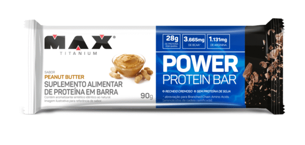 Barra Power Protein Peanut Butter Caixa C/8X90g Max Titanium - Imagem 2