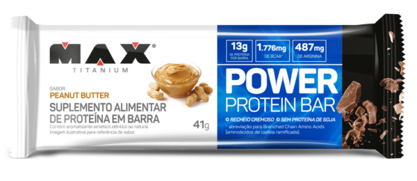 Barra Power Protein Peanut Butter Caixa C/12X41g Max Titanium - Imagem 2