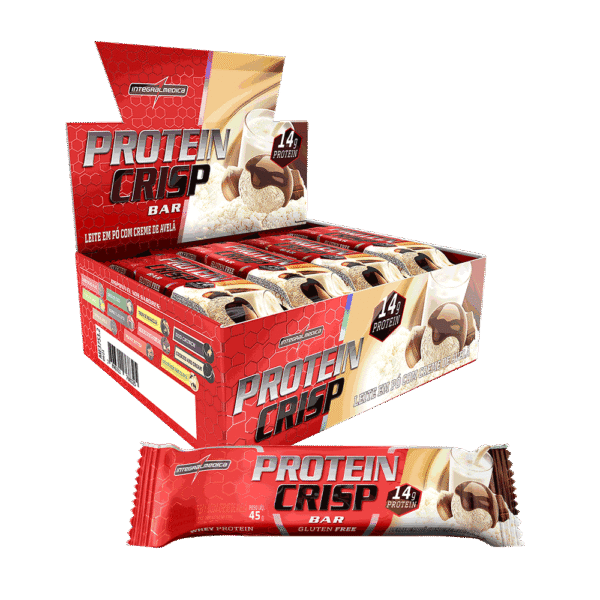 Barra Protein Crisp Leite Ninho com Creme de Avelã Caixa C/12x45g Integralmédica