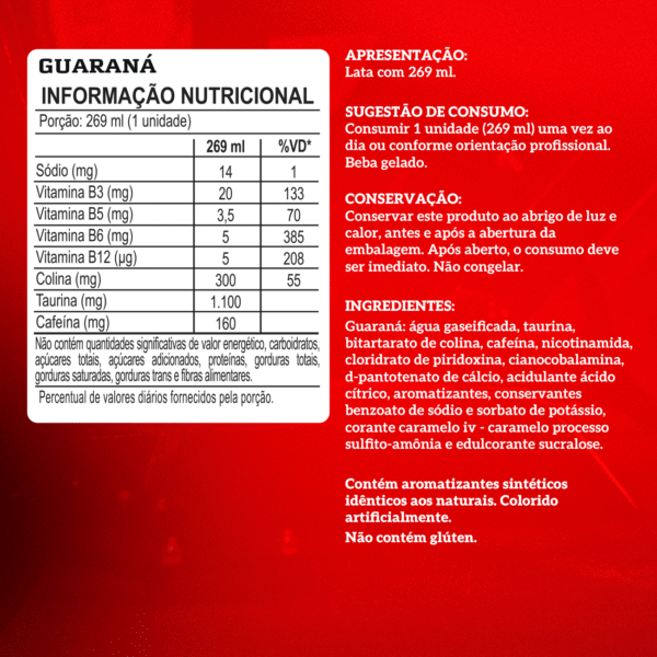 Booster Energy Drink 269ml Guaraná - 6 unid. Integralmedica - Imagem 2