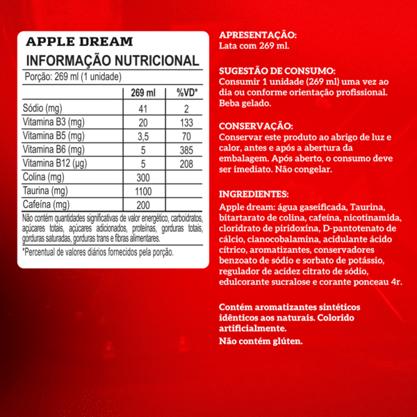 Booster Energy Drink Apple Dream 269ml - Pacote C/6 unid. Integralmedica - Imagem 2