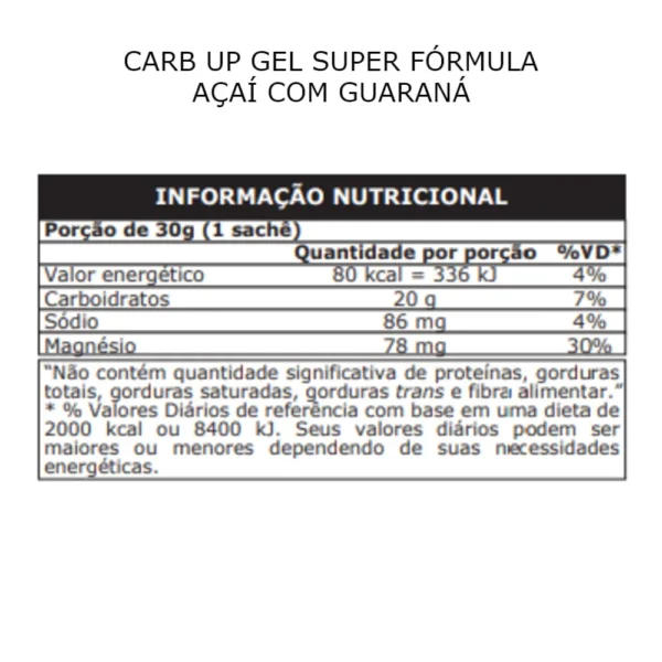 Carb Up Gel Açaí com Guaraná Caixa C/10 Sachês com 30g Probiótica - Imagem 2