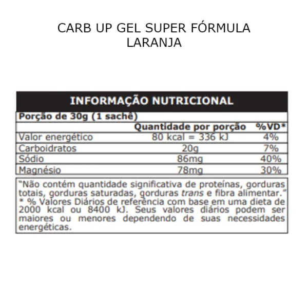 Carb Up Gel Laranja Caixa C/10 Sachês com 30g Probiótica - Imagem 2