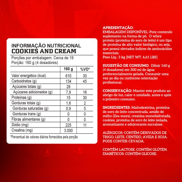 Creamass Hipercaloric Cookies 3Kg Integralmedica - Imagem 2