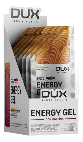 Energy Gel Caramelo com Cafeína Caixa C/10 Sachê de 30g Dux