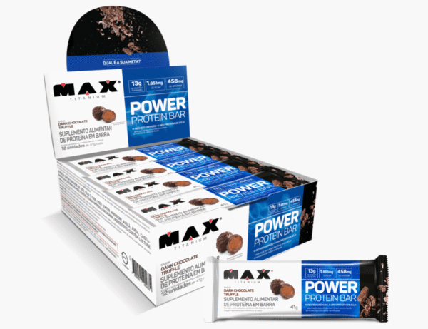 Barra Power Protein Dark Chocolate Truffle Caixa C/12X41g Max Titanium