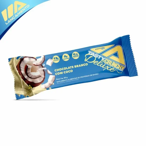 Barra de Proteína Tasty Crunchy Deluxe Chocolate c/Coco 50g Caixa c/12 unid. Adaptogen - Imagem 2