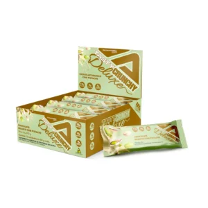Barra de Proteína Tasty Crunchy Deluxe Chocolate Branco c/Pistache 50g Caixa c/12 unid. Adaptogen