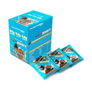 Tasty Whey Cookies & Cream Caixa C/12 sachês de 34g Adaptogen