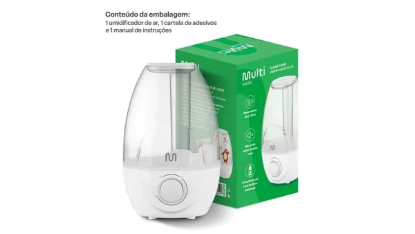Umidificador de Ar Clear Tank 2,1Litros Bivolt Automático Multilaser - Imagem 2