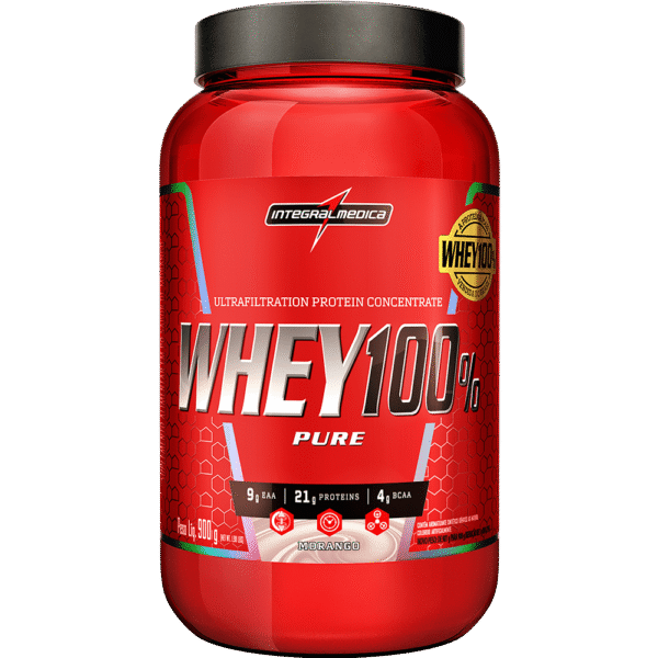 Whey 100% Pure Morango 900g Integralmédica