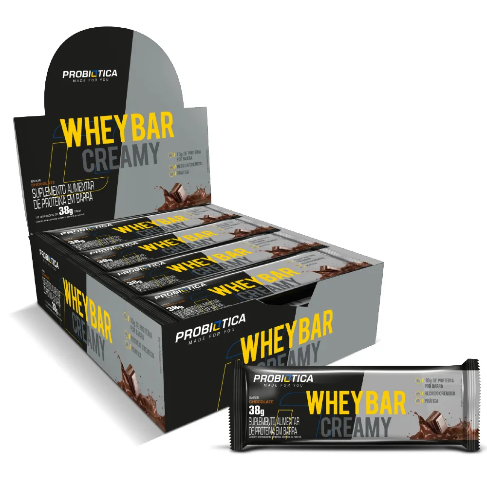 Barra Whey Creamy Chocolate Caixa C/12X38g Probiótica