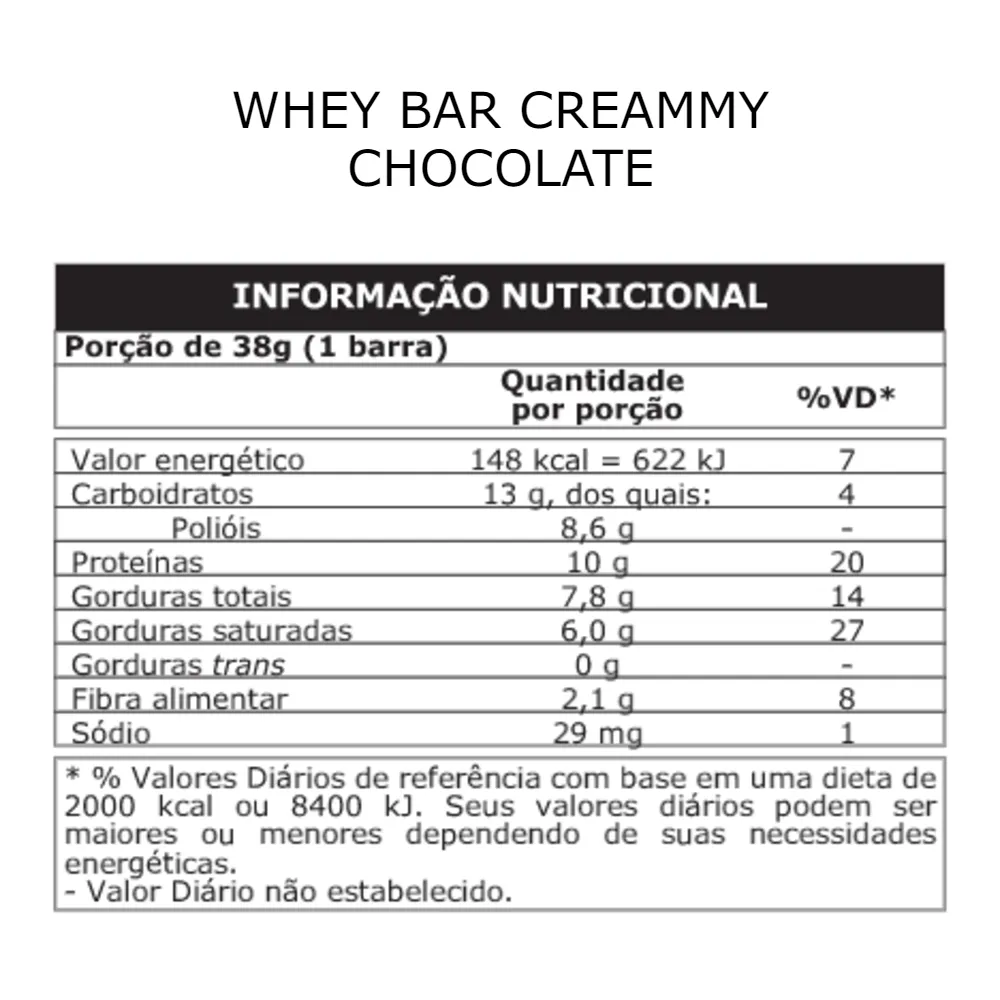 Barra Whey Creamy Chocolate Caixa C/12X38g Probiótica - Imagem 2