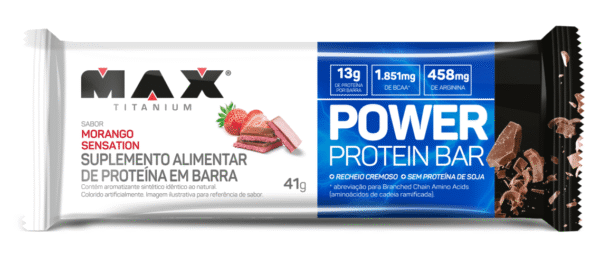 Power Protein Bar Morango Sensation CAixa C/12X41g Max Titanium - Imagem 2